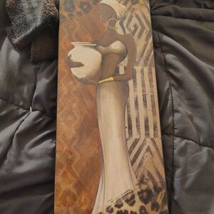 Elegant African Woman Canvas Art - Brown & Cream Tones